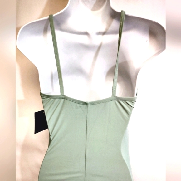 Ellen Tracy Keyhole Ruched One Piece Size 8 Swimsuit Green - Picture 3 of 7